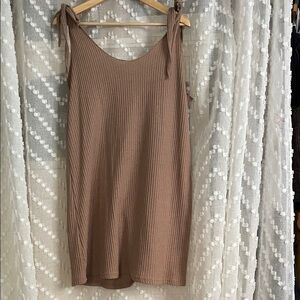 Free People Tan Ribbed Mini Dress